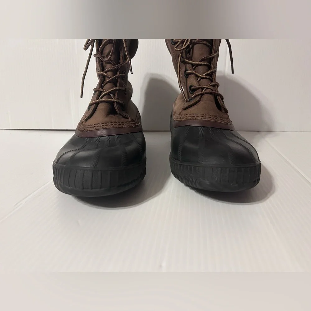 SOREL NM2575-259 cheyanne brown leather waterproof lace duck boots men size 10